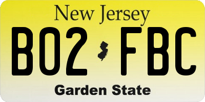 NJ license plate B02FBC