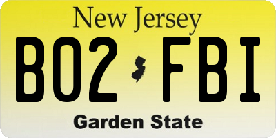 NJ license plate B02FBI
