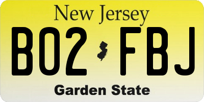 NJ license plate B02FBJ