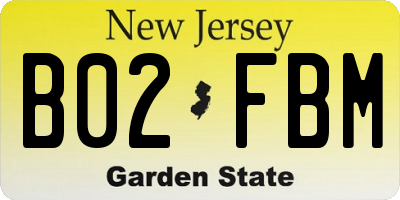 NJ license plate B02FBM