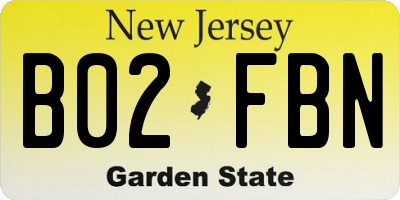 NJ license plate B02FBN