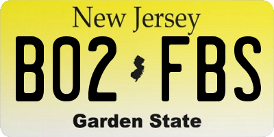 NJ license plate B02FBS