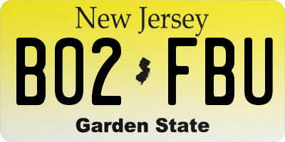 NJ license plate B02FBU
