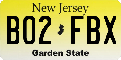 NJ license plate B02FBX