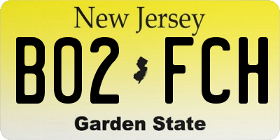 NJ license plate B02FCH