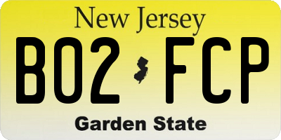 NJ license plate B02FCP