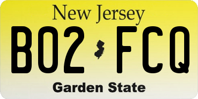 NJ license plate B02FCQ