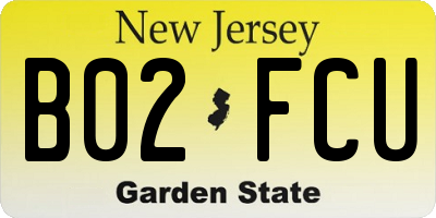 NJ license plate B02FCU
