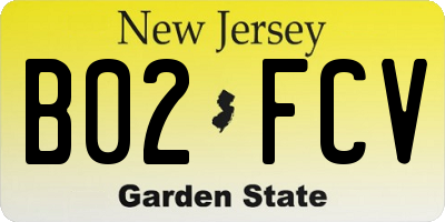 NJ license plate B02FCV