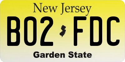 NJ license plate B02FDC