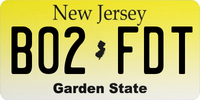 NJ license plate B02FDT