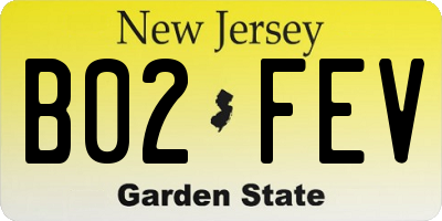 NJ license plate B02FEV