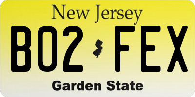 NJ license plate B02FEX