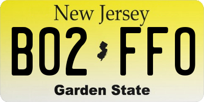 NJ license plate B02FFO