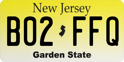 NJ license plate B02FFQ
