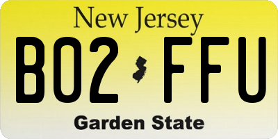 NJ license plate B02FFU