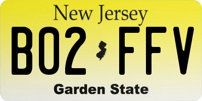 NJ license plate B02FFV