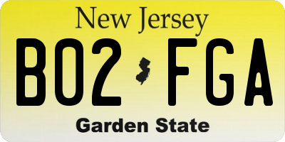 NJ license plate B02FGA