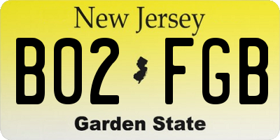 NJ license plate B02FGB