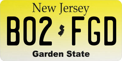 NJ license plate B02FGD