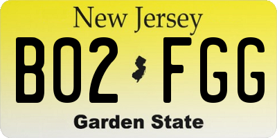 NJ license plate B02FGG