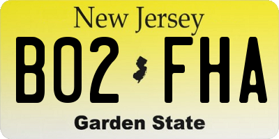 NJ license plate B02FHA