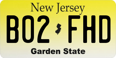 NJ license plate B02FHD