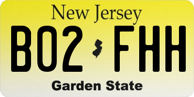 NJ license plate B02FHH