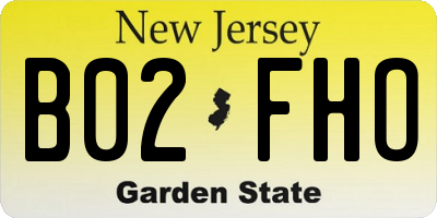 NJ license plate B02FHO