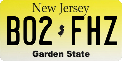 NJ license plate B02FHZ