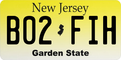 NJ license plate B02FIH
