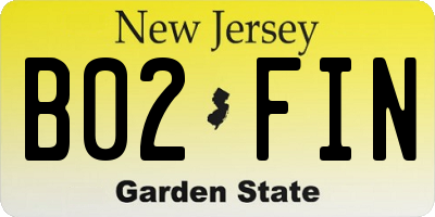 NJ license plate B02FIN