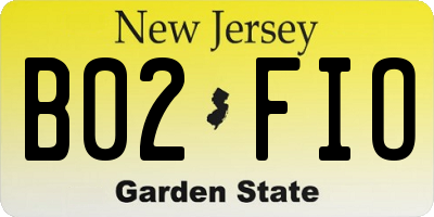 NJ license plate B02FIO