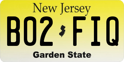 NJ license plate B02FIQ