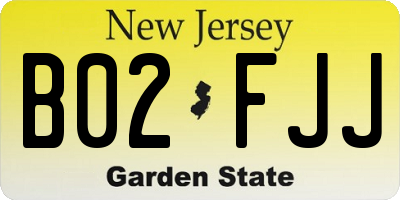NJ license plate B02FJJ