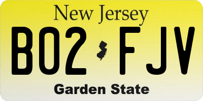 NJ license plate B02FJV