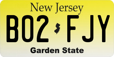 NJ license plate B02FJY