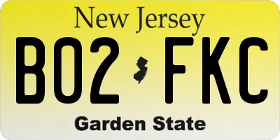 NJ license plate B02FKC