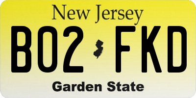 NJ license plate B02FKD