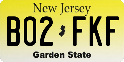 NJ license plate B02FKF