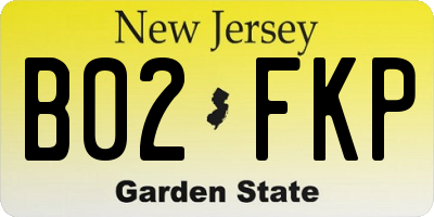 NJ license plate B02FKP