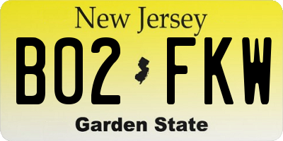 NJ license plate B02FKW