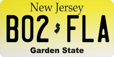 NJ license plate B02FLA