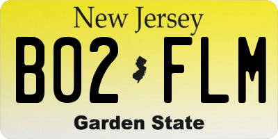 NJ license plate B02FLM