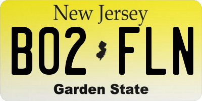 NJ license plate B02FLN