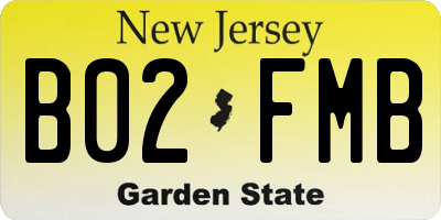NJ license plate B02FMB