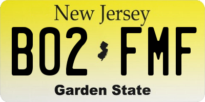 NJ license plate B02FMF
