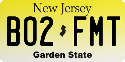 NJ license plate B02FMT