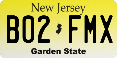 NJ license plate B02FMX