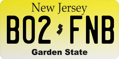 NJ license plate B02FNB